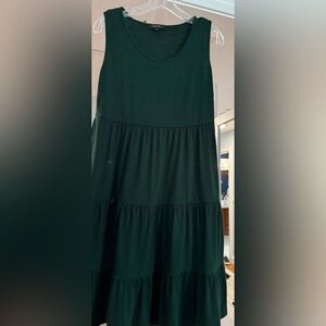 YRU Women's Dark Green Tiered Mini Dress